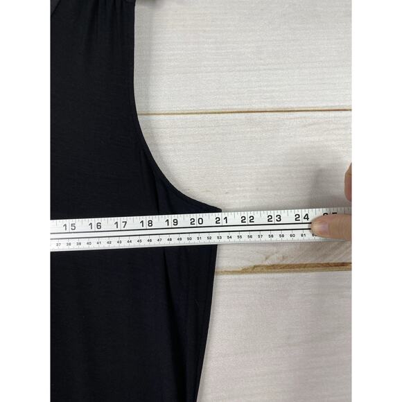 J Jill Dress Sz XL Black Stretch Midi Belted Sleeveless Soft Knit V Neck NWT - Picture 5 of 9
